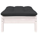 Garden Footstool With Anthracite Cushion White Solid