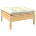 Garden Footstool With Cream Cushion Solid Pinewood Nbllab