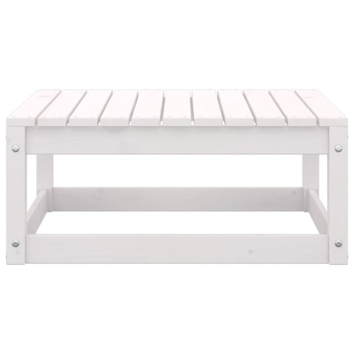 Garden Footstool With Cushion White Solid Pinewood Nbpixl