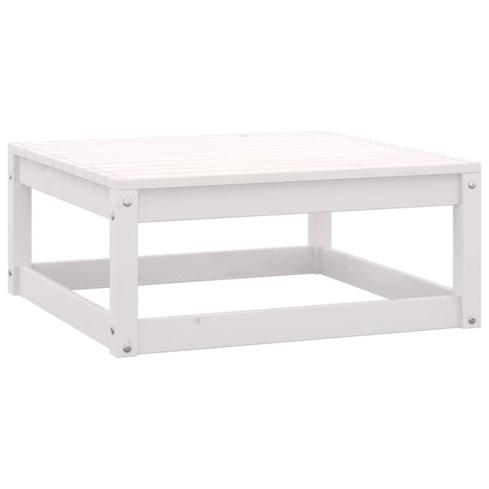 Garden Footstool With Cushion White Solid Pinewood Nbpixl