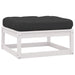 Garden Footstool With Cushion White Solid Pinewood Nbpixl