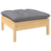 Garden Footstool With Grey Cushion Solid Pinewood Nblltk