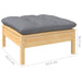 Garden Footstool With Grey Cushion Solid Pinewood Nblltk