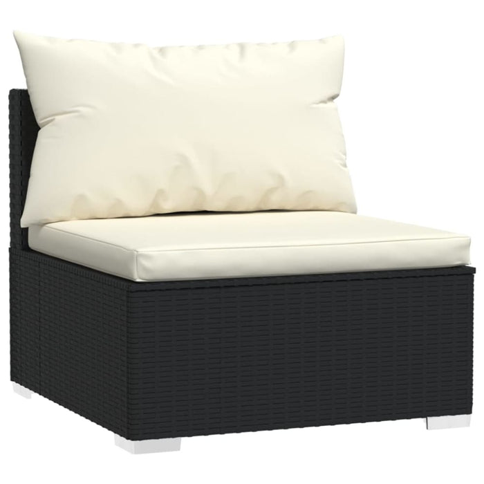 Garden Middle Sofa With Cushions Black Poly Rattan Toiakt