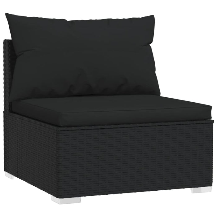 Garden Middle Sofa With Cushions Black Poly Rattan Toipxl