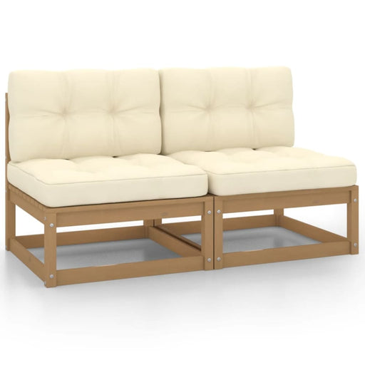 Garden Middle Sofas With Cream Cushions 2 Pcs Solid