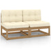 Garden Middle Sofas With Cream Cushions 2 Pcs Solid