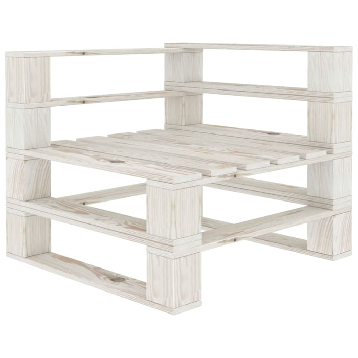 Garden Pallet Corner Sofa Wood White Totpib