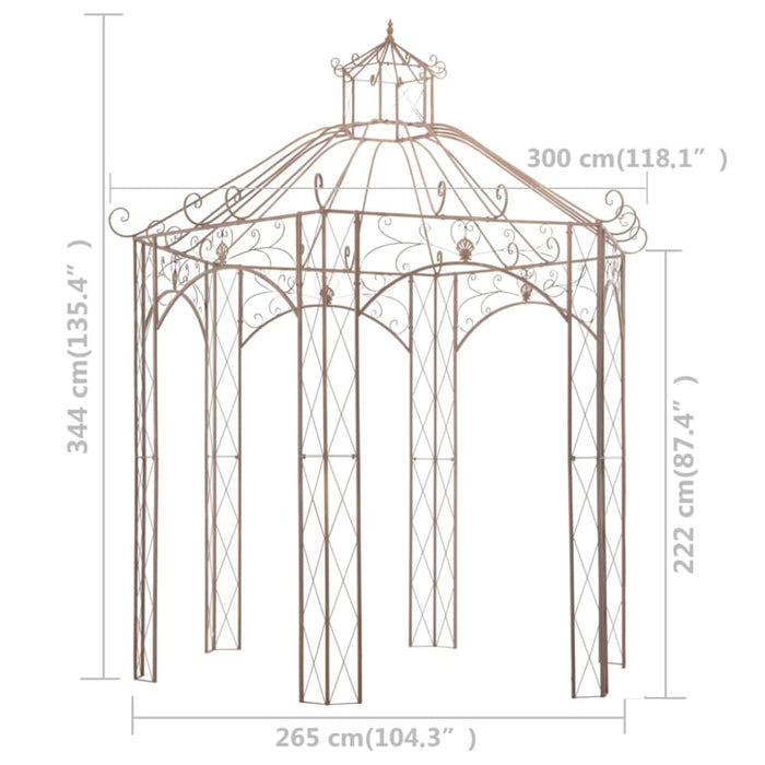 Garden Pavilion Antique Brown 3 m Iron Apatn