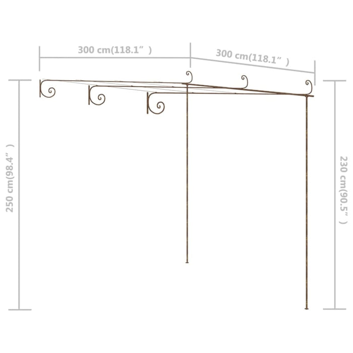 Garden Pergola Antique Brown 3x3x2.5 m Iron Totkki