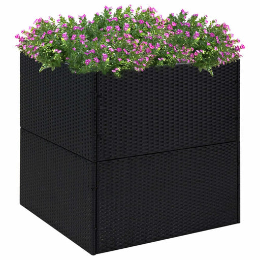 Garden Planter Black 80x80x80 Cm Poly Rattan Tokoit