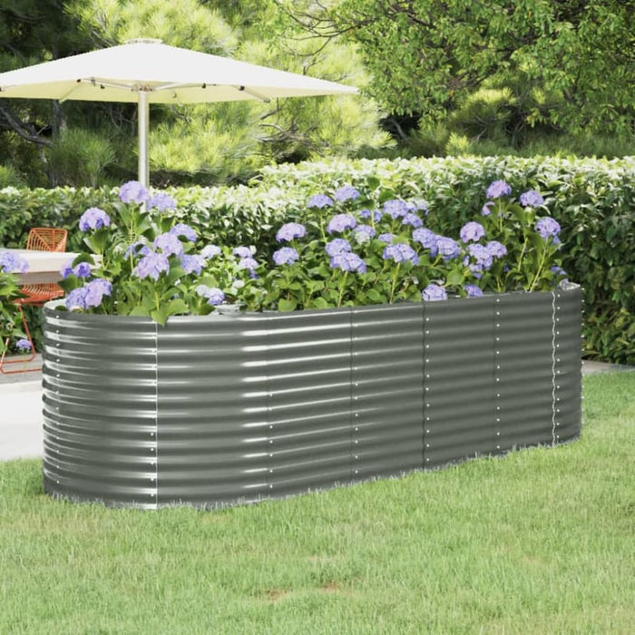 Garden Planter Powder-coated Steel 249x100x68 Cm Grey Tokbla