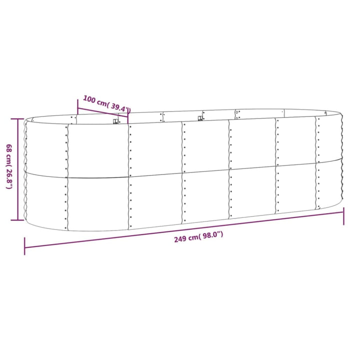 Garden Planter Powder-coated Steel 249x100x68 Cm Grey Tokbla