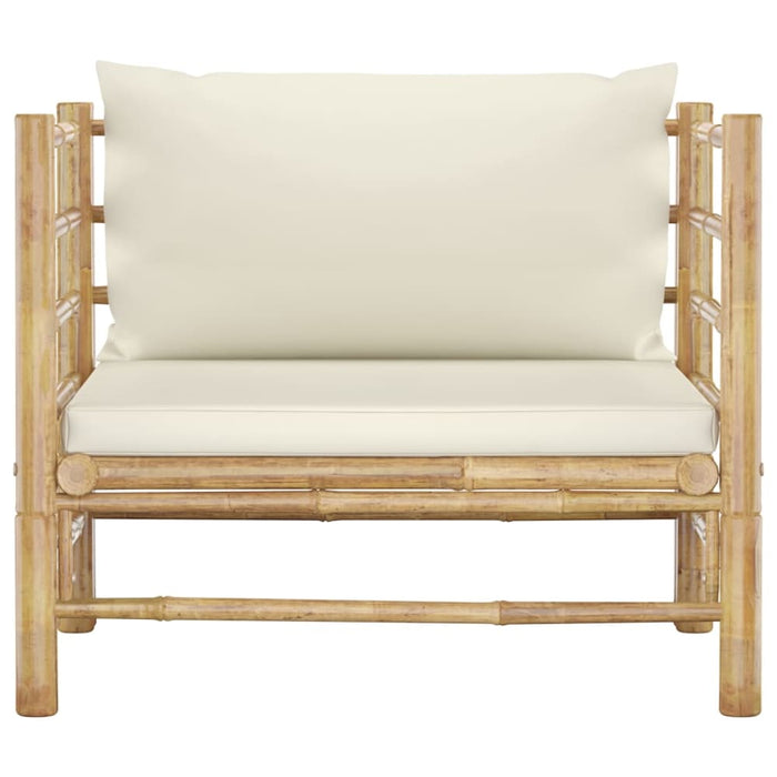 Garden Sofa With Cream White Cushions Bamboo Totoan