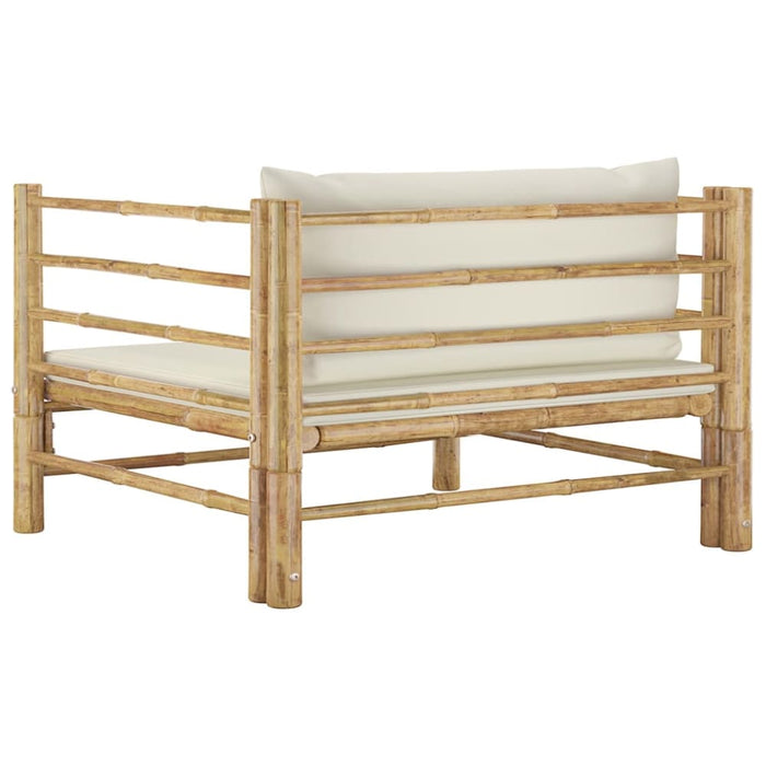 Garden Sofa With Cream White Cushions Bamboo Totoan