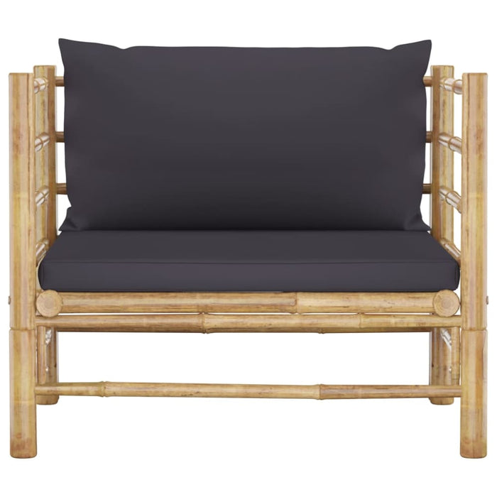 Garden Sofa With Dark Grey Cushions Bamboo Totopl