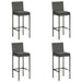 Garden Bar Stools With Cushions 4 Pcs Grey Poly Rattan