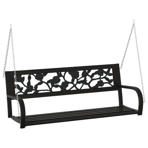 Garden Swing Bench 125 Cm Steel And Plastic Black Toioap