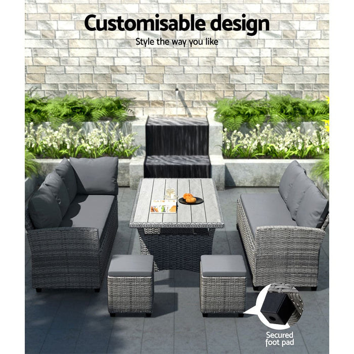 Gardeon 9-seater Outdoor Dining Set Patio Furniture Wicker