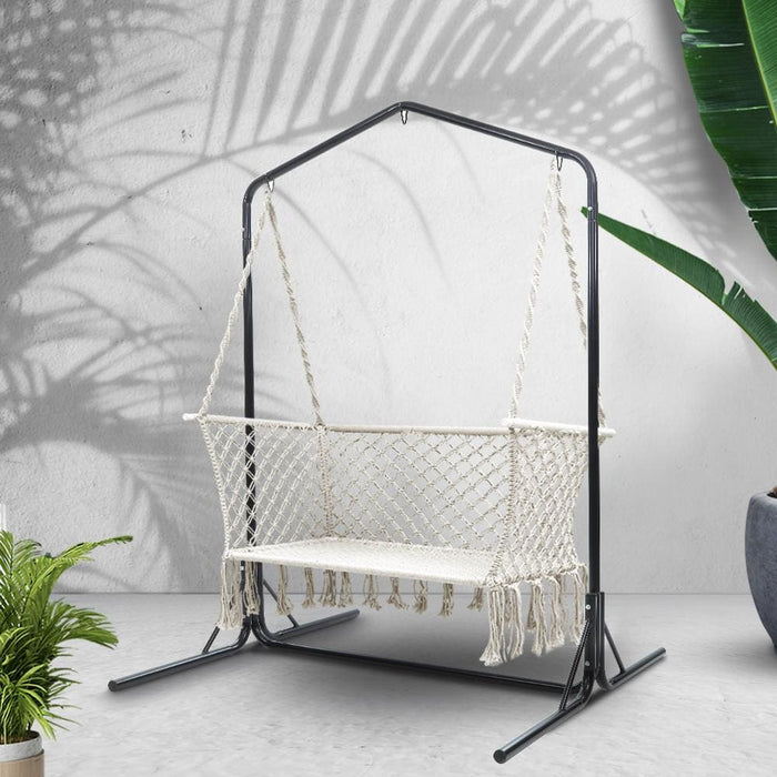 Gardeon Double Swing Hammock Chair With Stand Macrame