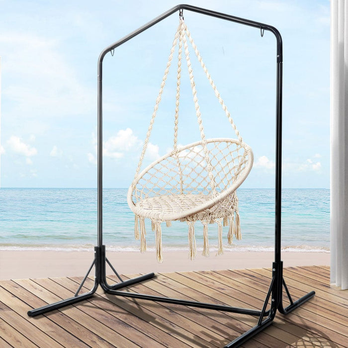 Gardeon Outdoor Hammock Chair With Stand Cotton Swing Relax