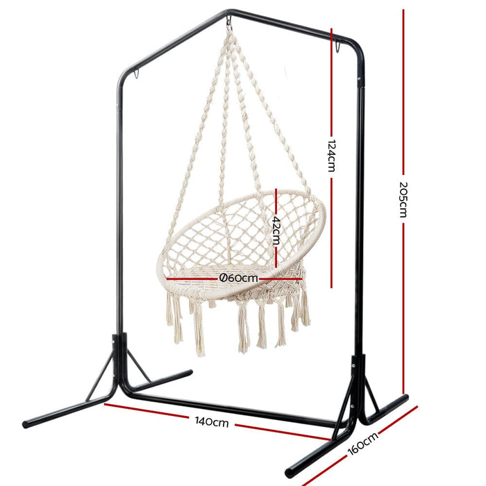 Gardeon Outdoor Hammock Chair With Stand Cotton Swing Relax