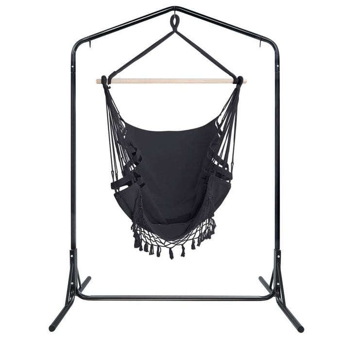 Gardeon Outdoor Hammock Chair With Stand Tassel Hanging