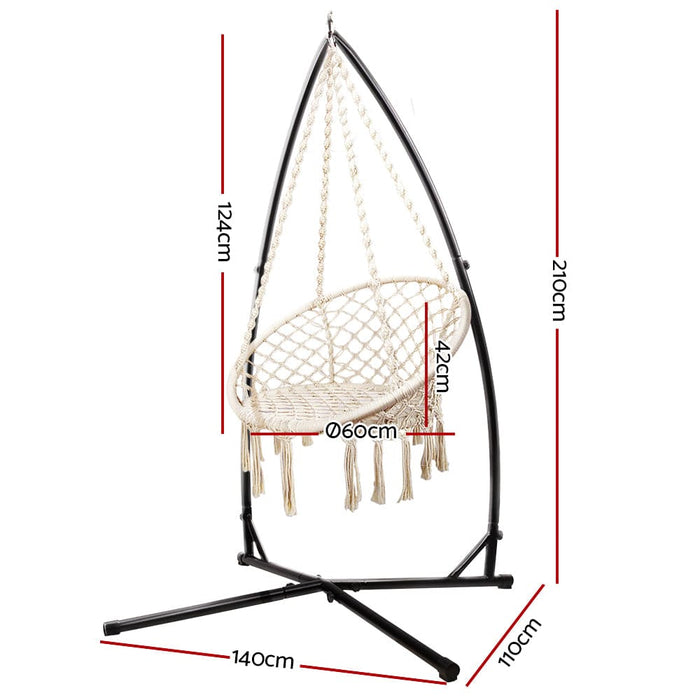 Gardeon Outdoor Hammock Chair With Steel Stand Cotton Swing