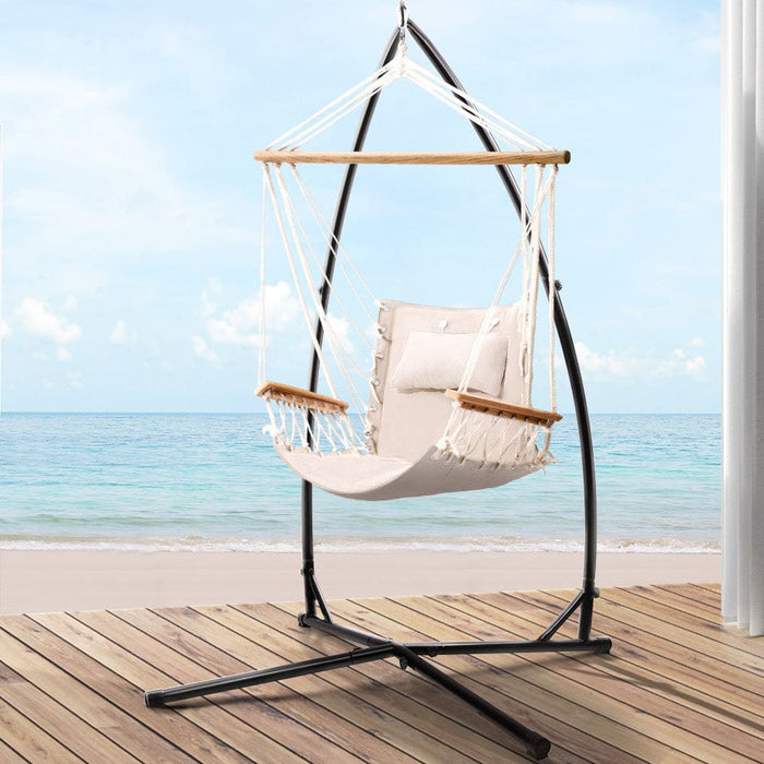 Gardeon Outdoor Hammock Chair With Steel Stand Hanging