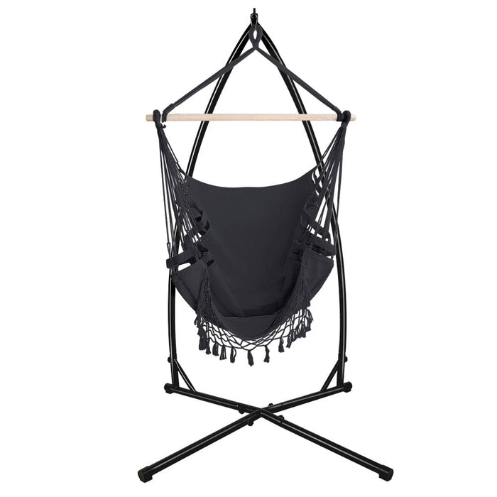 Gardeon Outdoor Hammock Chair With Steel Stand Tassel