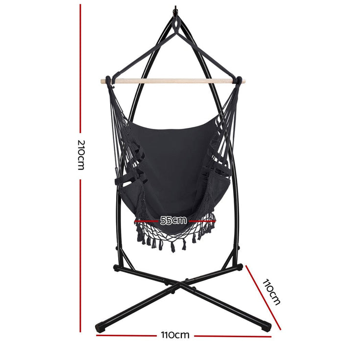 Gardeon Outdoor Hammock Chair With Steel Stand Tassel