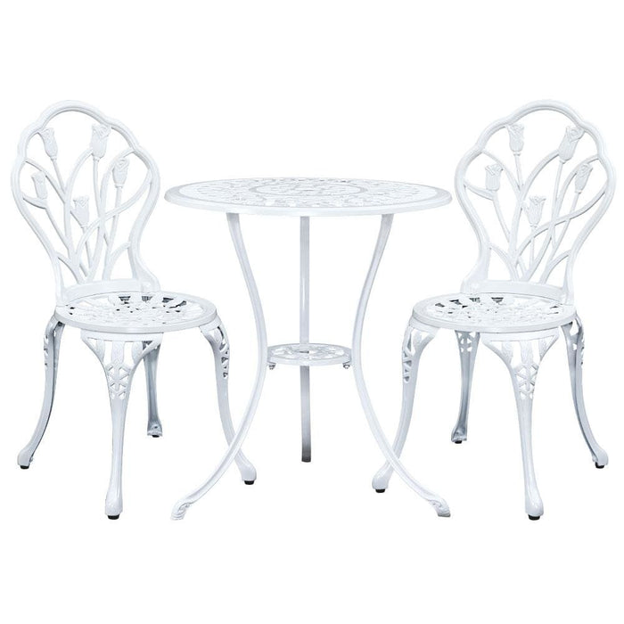 Gardeon 3pc Outdoor Setting Cast Aluminium Bistro Table