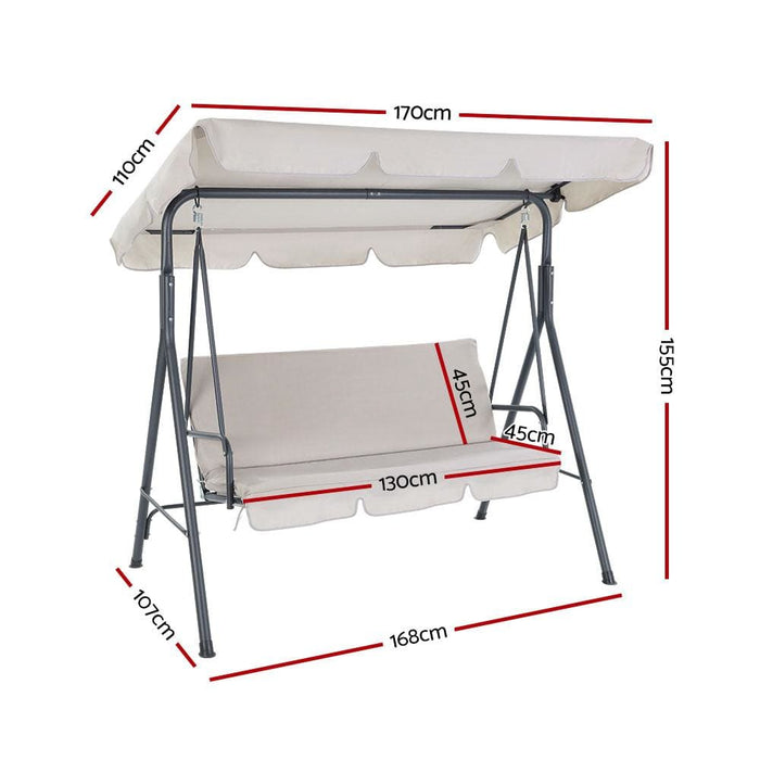 Gardeon Outdoor Swing Chair Hammock 3 Seater Garden Canopy