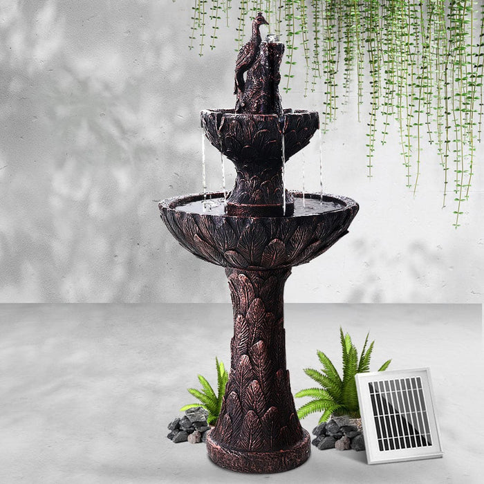 Gardeon Water Solar Fountain Outdoor Bird Bath Peacock