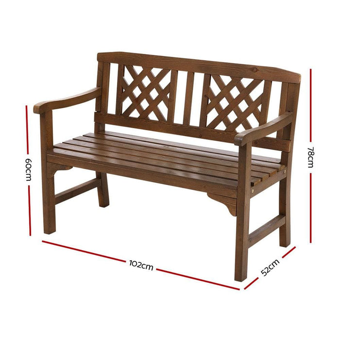 Gardeon Wooden Garden Bench 2 Seat Patio Furniture Timber