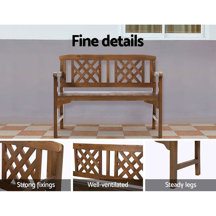 Gardeon Wooden Garden Bench 2 Seat Patio Furniture Timber