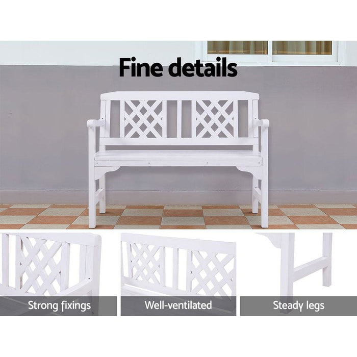 Gardeon Wooden Garden Bench 2 Seat Patio Furniture Timber