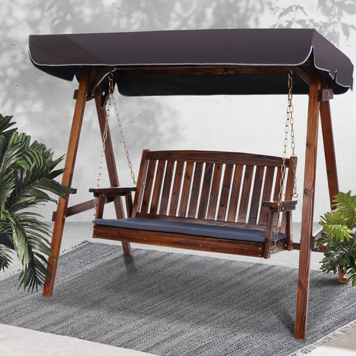 Gardeon Wooden Swing Chair Garden Bench Canopy 3 Seater