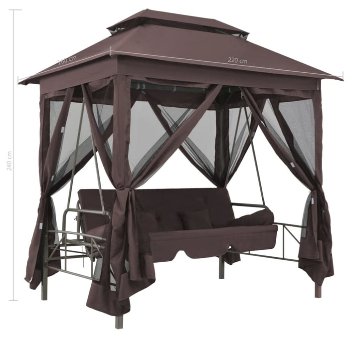 Gazebo Convertible Swing Bench Coffee Atxab