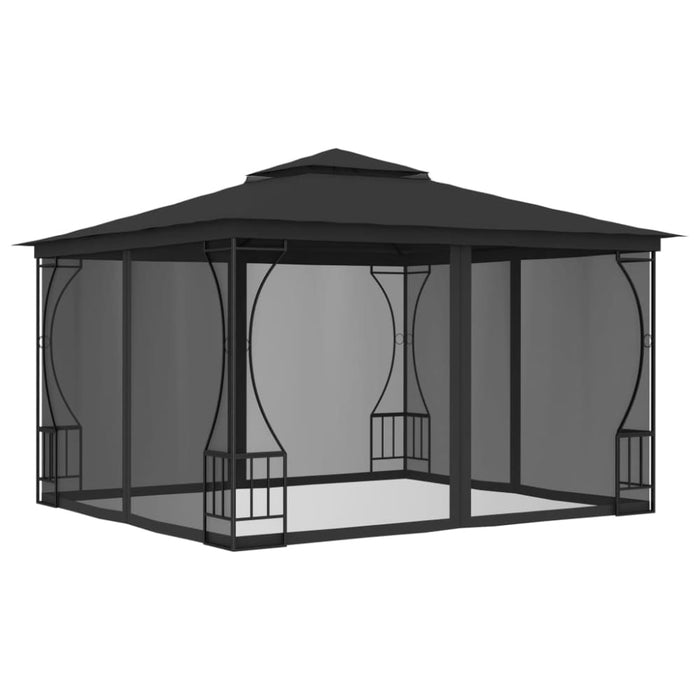 Gazebo With Nets 300x300x265 Cm Anthracite Anpki