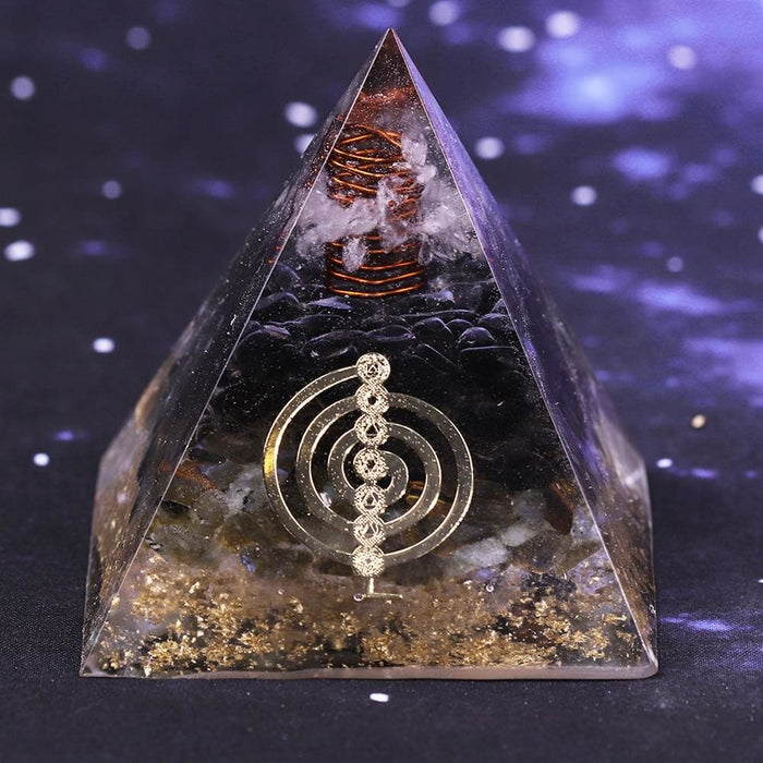 Geometrie Orgonite Pyramid Muladhara Chakra Obsidian