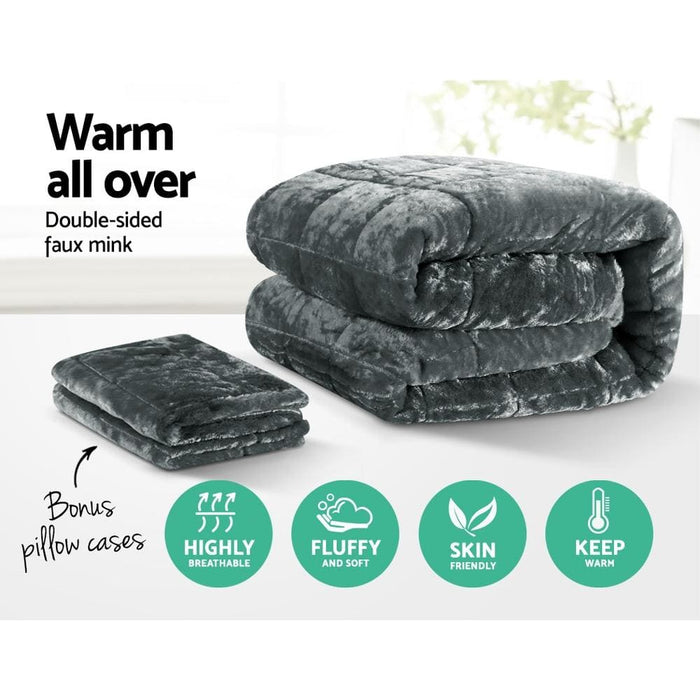 Giselle Bedding Faux Mink Quilt Comforter Fleece Throw