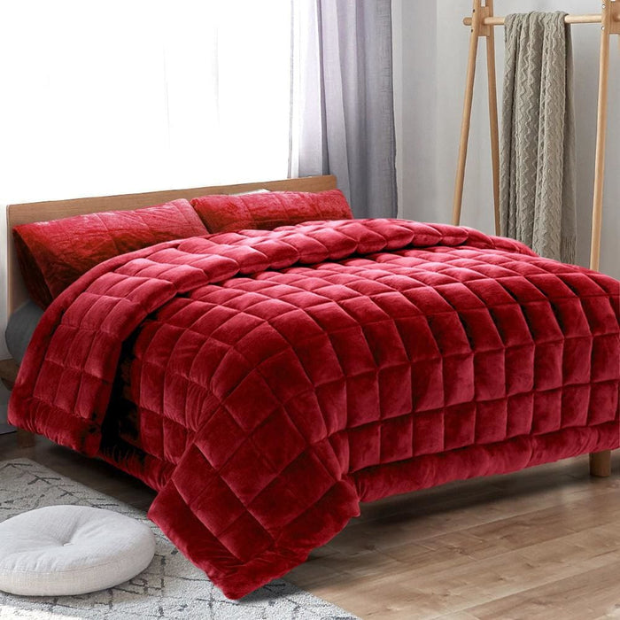 Giselle Bedding Faux Mink Quilt Comforter Throw Blanket