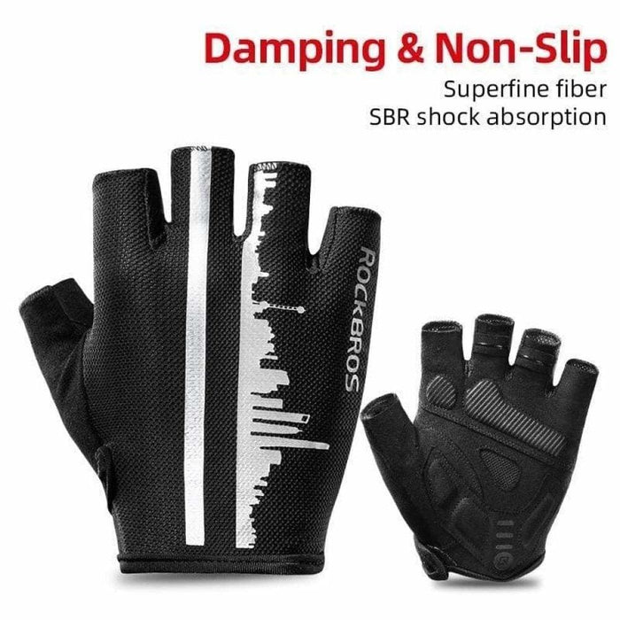 Half Finger Anti-sweat Reflective Bike Gloves - Black