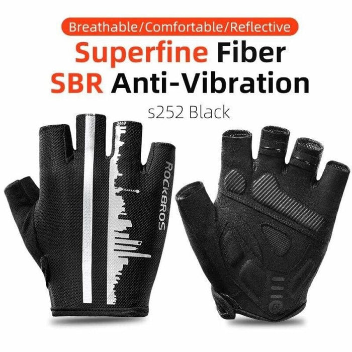 Half Finger Anti-sweat Reflective Bike Gloves - Black