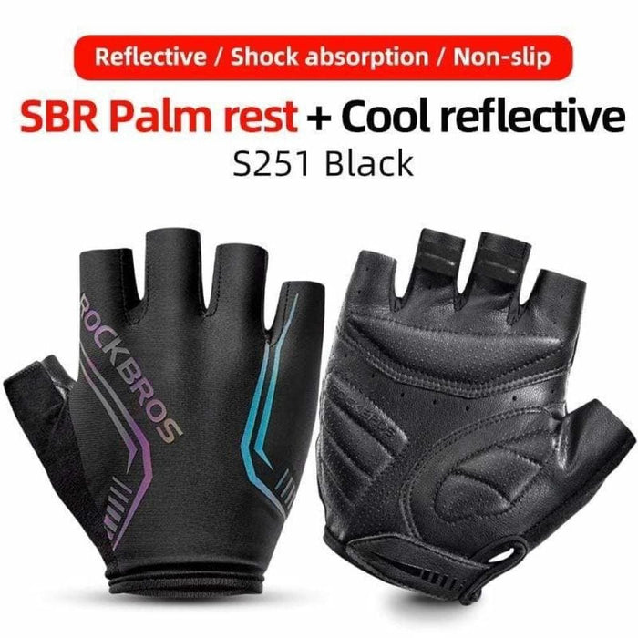 Half Finger Anti-sweat Reflective Bike Gloves - Black