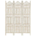 Hand Carved 3-panel Room Divider White 120x165 Cm Solid