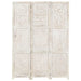 Hand Carved 3 Panel Room Divider White Solid Mango Wood