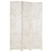 Hand Carved 3 Panel Room Divider White Solid Mango Wood