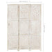 Hand Carved 3 Panel Room Divider White Solid Mango Wood